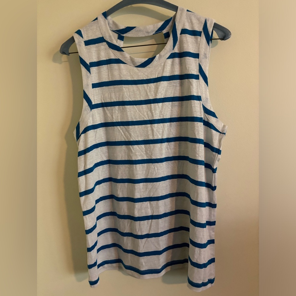 NWOT Chaser Blue and White Stripe Tank Size Small